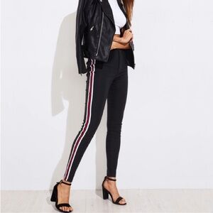 Zara Trafaluc Racing Stripe Black Skinny Jeans
